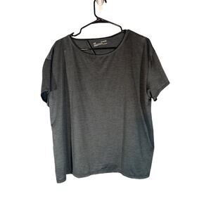 Under Armour Gray Short Sleeve Keyhole Loose Fit Athletic T-Shirt Women Sz XL